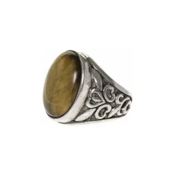 Orusbijoux Bague Homme Symbol Argent Pierre œil De Tigre-Homme Bijoux
