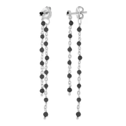 Orusbijoux Boucles D Oreilles Rhodié Double Chaine Longue Et-Homme Bijoux