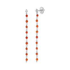 Orusbijoux Boucles D Oreilles Rhodié Pierres Naturelles Rouge-Homme Bijoux