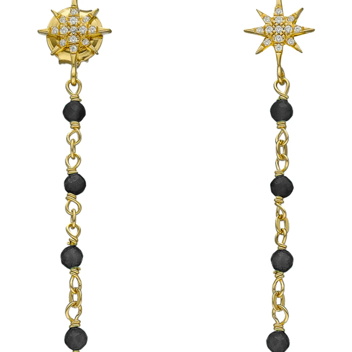 Orusbijoux Boucles D'oreilles Argent e étoile Zirconium Blanc-Homme Bijoux