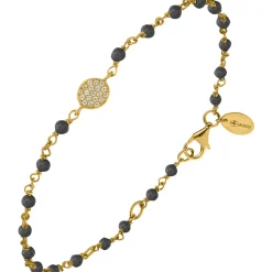 Orusbijoux Bracelet Argent Médaillon Serti Blanc Et Pierres-Homme Bijoux