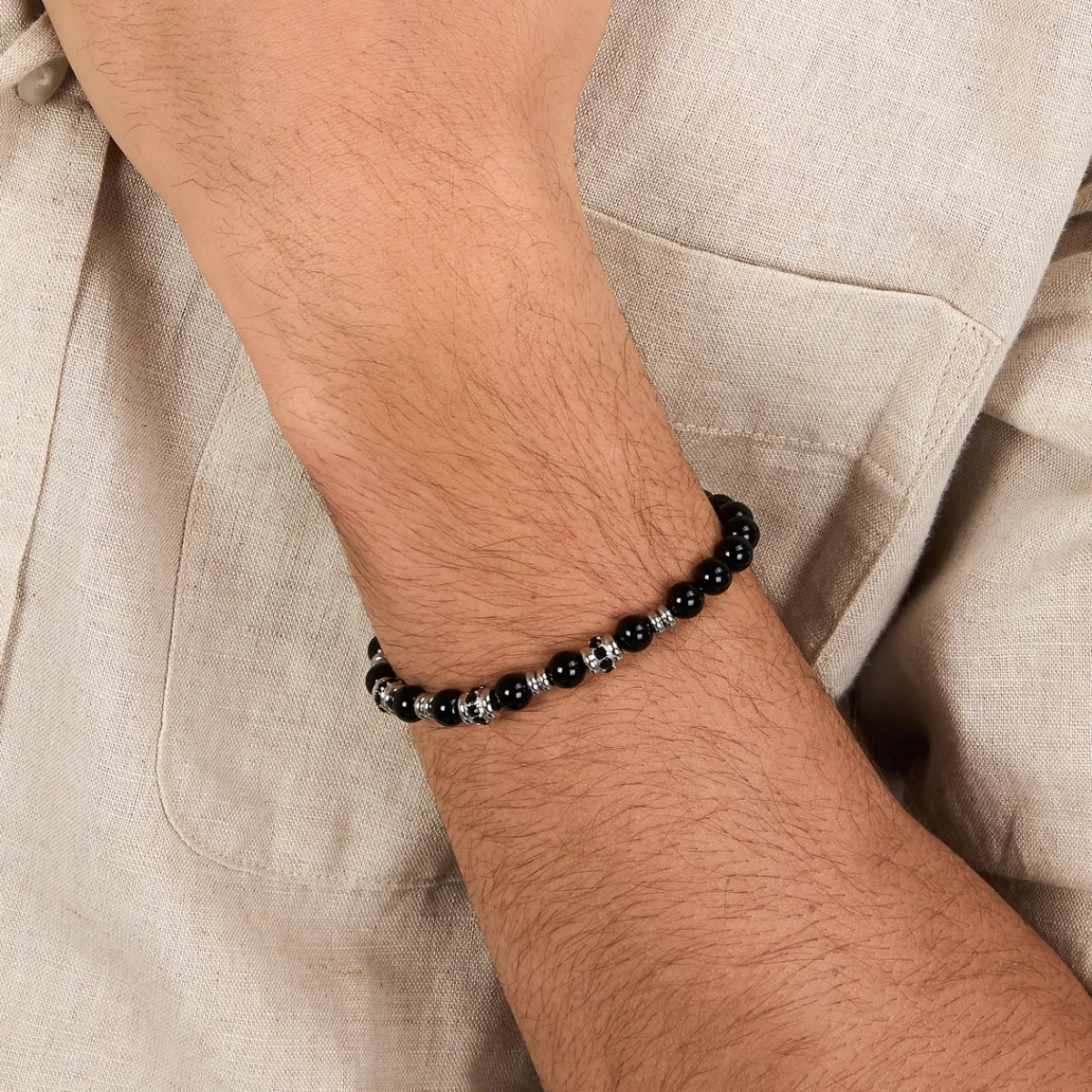 Morellato Bracelet en acier et onyx-Homme Bijoux