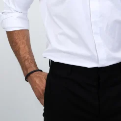 Maserati Bracelet en acier recyclé et cuir-Homme Bijoux