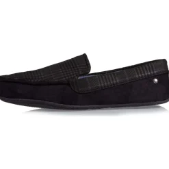 Isotoner Chaussons mocassins Homme Noir tartan-Homme Pantoufles / Chaussons