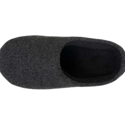 Isotoner Chaussons mules Homme Noir feutrine chinée-Homme Pantoufles / Chaussons