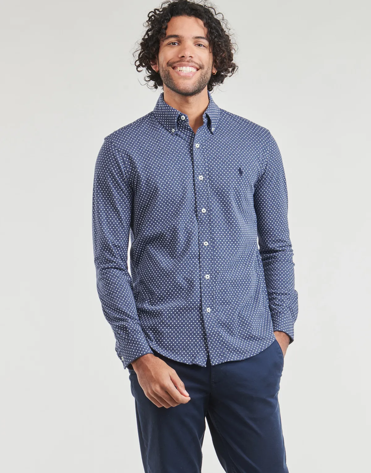 Polo Ralph Lauren CHEMISE AJUSTEE COL BOUTONNE EN POLO FEATHERWEIGHT-Homme Chemises