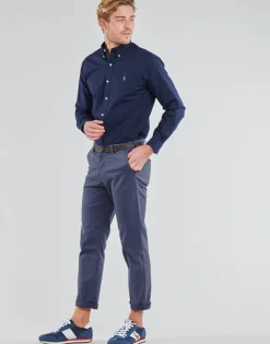 Polo Ralph Lauren CHEMISE AJUSTEE EN POPLINE DE COTON COL BOUTONNE-Homme Chemises