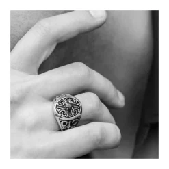 Orusbijoux Chevalière Croix Pierre œil De Tigre Argent-Homme Bijoux