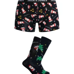 Jack & Jones Coffret cadeau Ho Ho Ho Trunks et 2 paires de chaussettes-Homme Caleçons