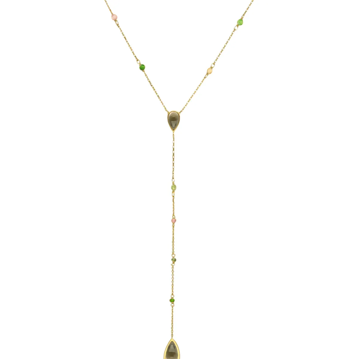 Orusbijoux Collier Argent Cravate Pierres Multi Tourmaline-Homme Bijoux