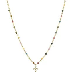 Orusbijoux Collier Argent Croix En Zirconium Blanc Et Pierres-Homme Bijoux