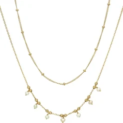 Orusbijoux Collier Argent Doubles Chaînes Pampilles Et Perles-Homme Bijoux