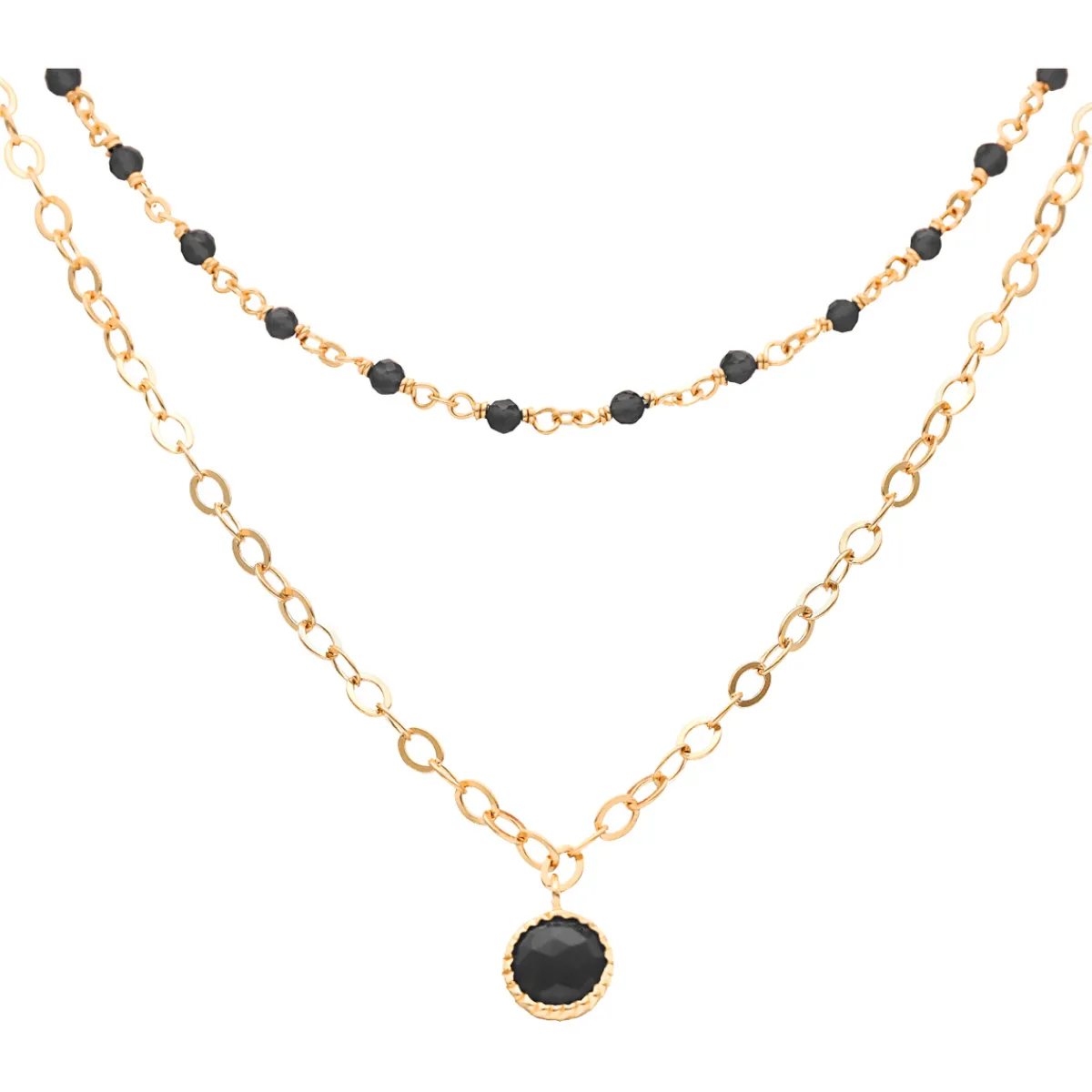 Orusbijoux Collier Argent Double Chaine Et Pierres Naturelles-Homme Bijoux