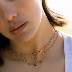 Orusbijoux Collier Argent Simple Perles Multi-tourmaline-Homme Bijoux