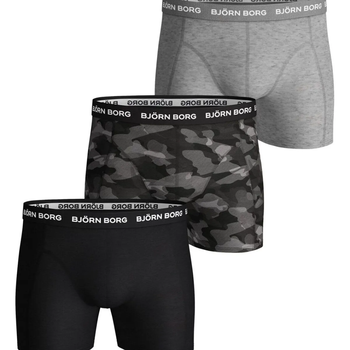 Björn Borg Cotton Stretch Boxers 3Pack Grey-Homme Caleçons