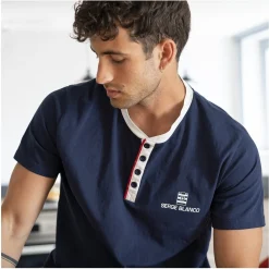 Serge Blanco Ensemble homme Pyjama court T-shirt col tunisien Vintage-Homme Pyjamas