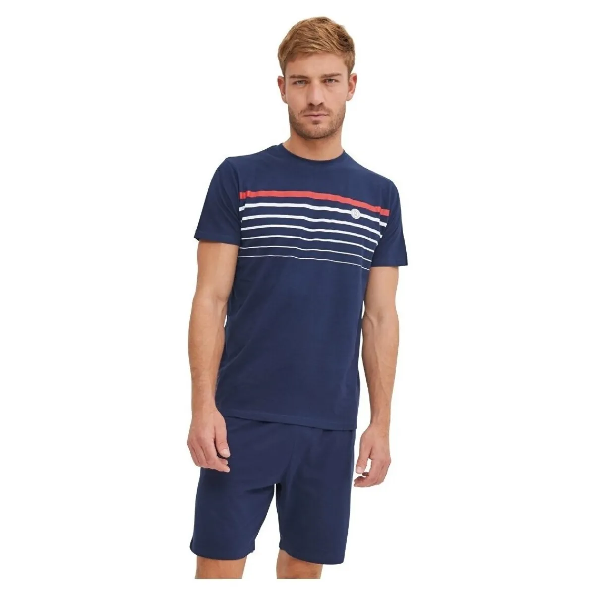 Serge Blanco Ensemble Pyjama court Tshirt col rond homme en coton-Homme Pyjamas