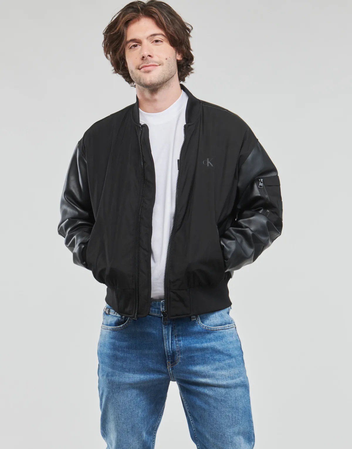 Calvin Klein Jeans FAUX LEATHER BOMBER JACKET-Homme Vestes