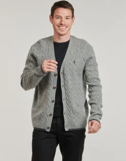 Polo Ralph Lauren GILET EN MAILLE TORSADEE LAINE CACHEMIRE-Homme Pulls & Gilets