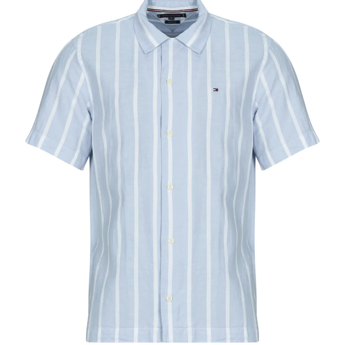 Tommy Hilfiger LINEN BLEND STRIPED SS RF SHIRT-Homme Chemises
