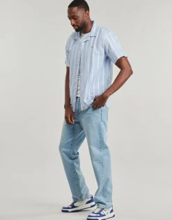 Tommy Hilfiger LINEN BLEND STRIPED SS RF SHIRT-Homme Chemises