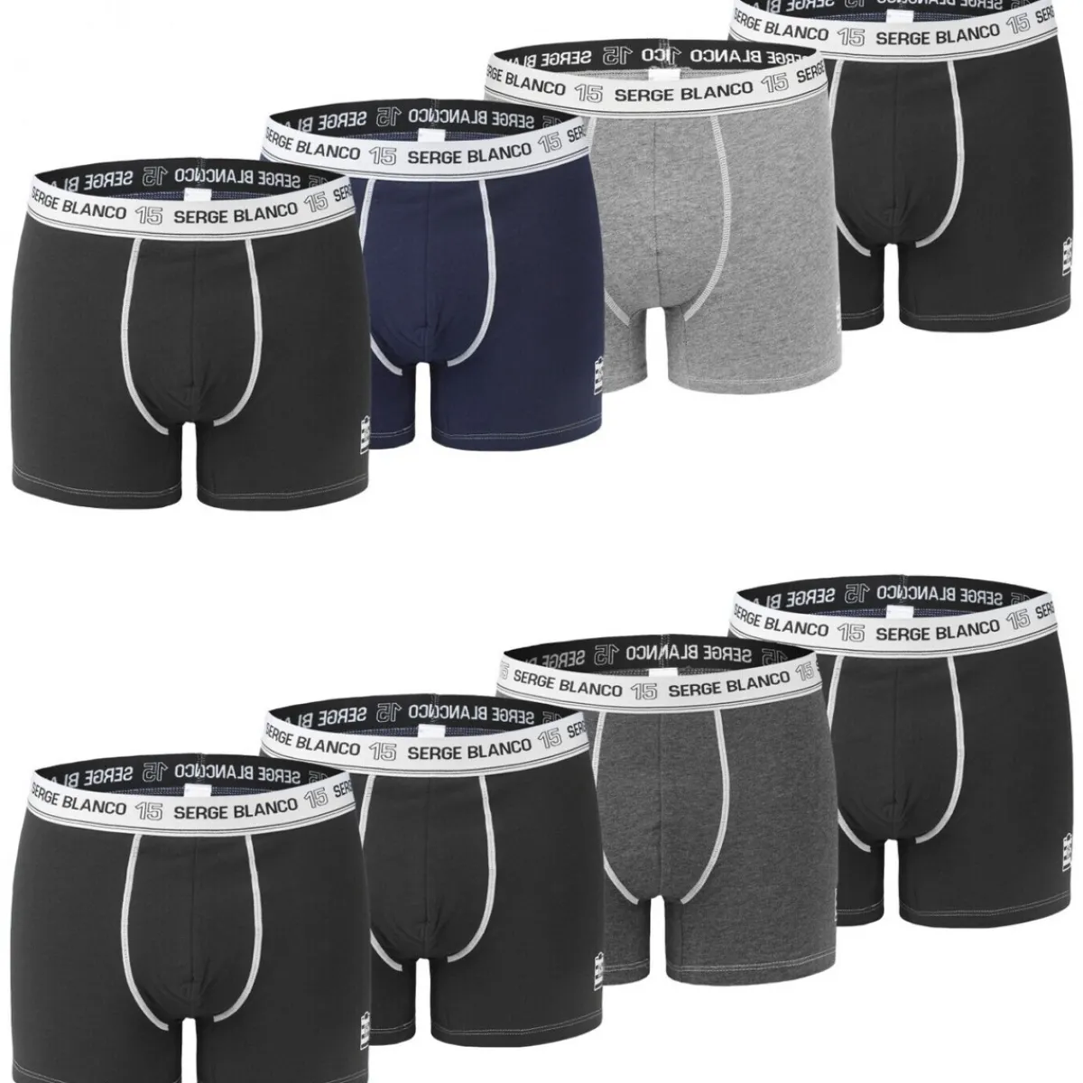 Serge Blanco Lot de 8 boxers homme en coton-Homme Boxers