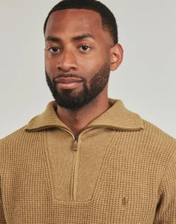 Polo Ralph Lauren PULL 1/2 ZIP EN LAINE MELANGE-Homme Pulls & Gilets