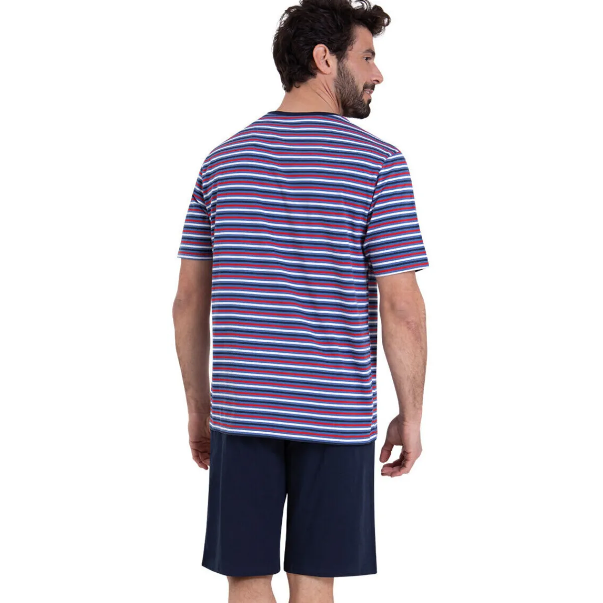 Athena Pyjama court col rond RAYURES WAVES-Homme Pyjamas
