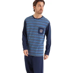 Athena Pyjama long col rond RAYURES-Homme Pyjamas