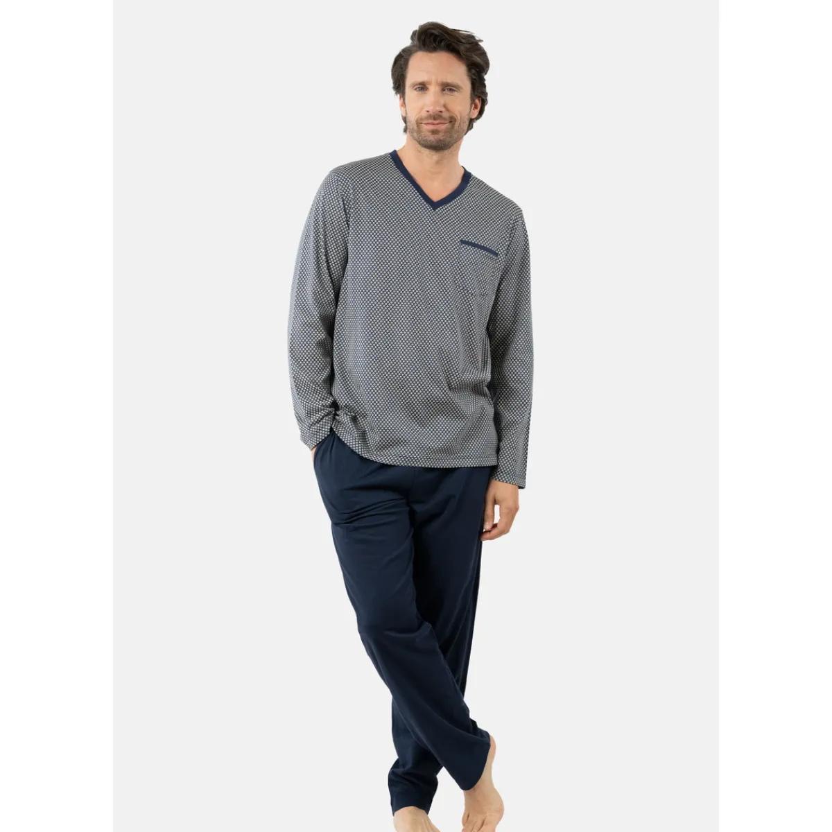 Eminence Pyjama long col v coton-Homme Pyjamas