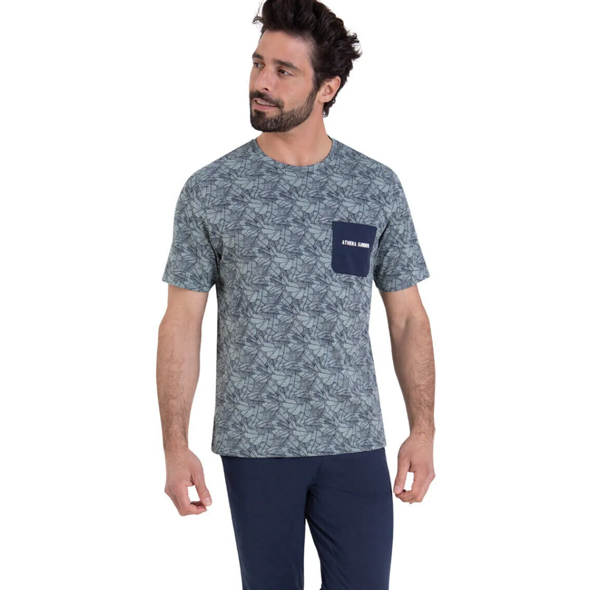 Athena Pyjama long manches courtes col rond SUMMER-Homme Pyjamas