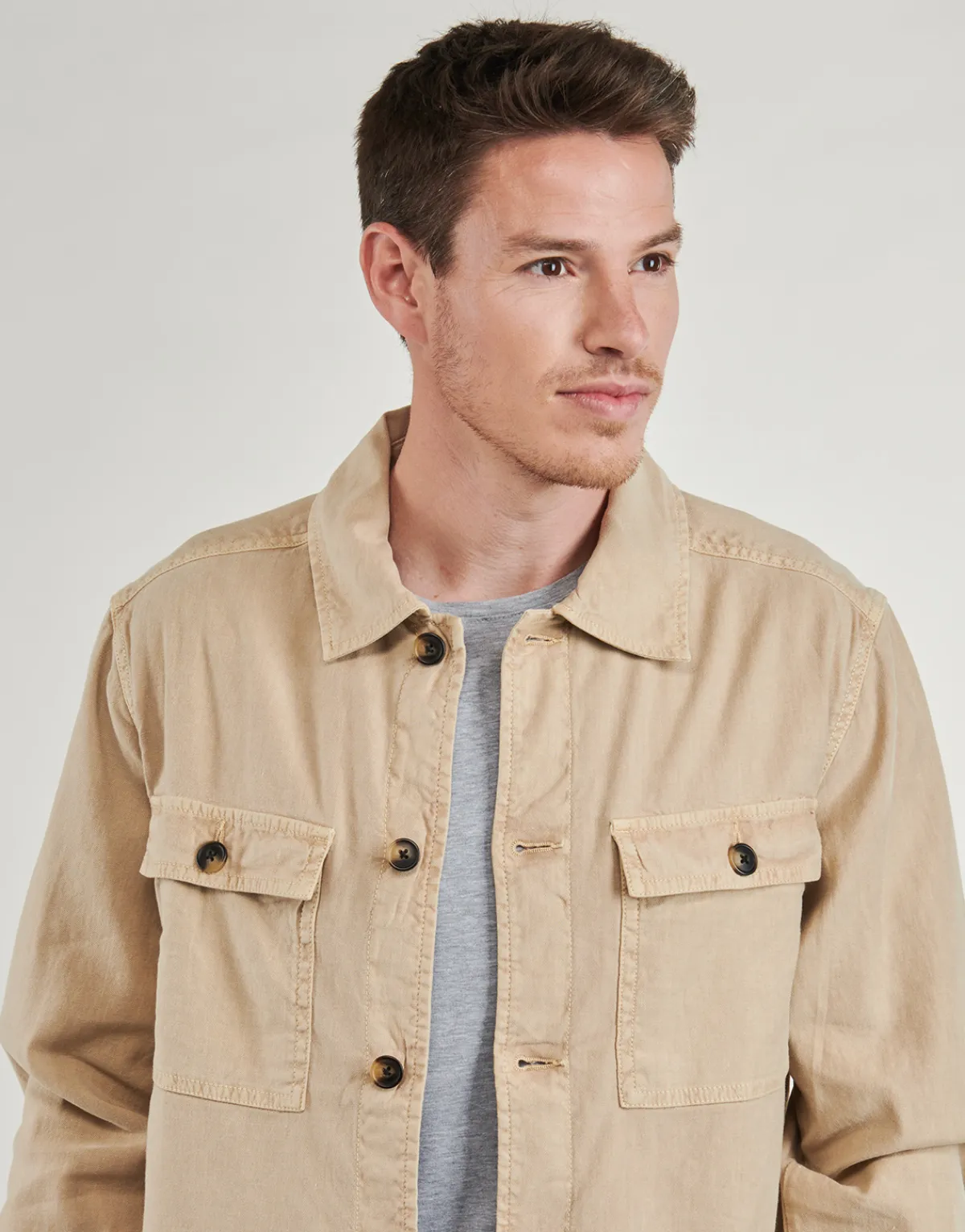 Gant REG COT/LINEN OVERSHIRT-Homme Chemises