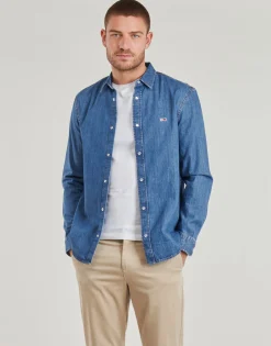 Tommy Jeans RGLR FIT SHIRT MID BLUE-Homme Chemises