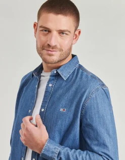Tommy Jeans RGLR FIT SHIRT MID BLUE-Homme Chemises