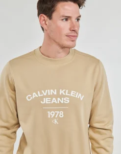 Calvin Klein Jeans VARSITY CURVE CREW NECK-Homme Sweats & Polaires